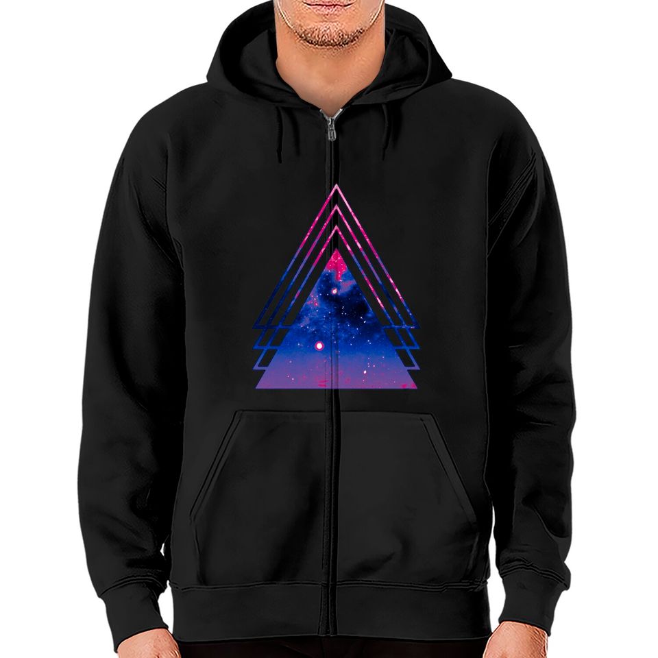 Bi Pride Layered Galaxy Triangles - Bisexual Pride - Zip Hoodies
