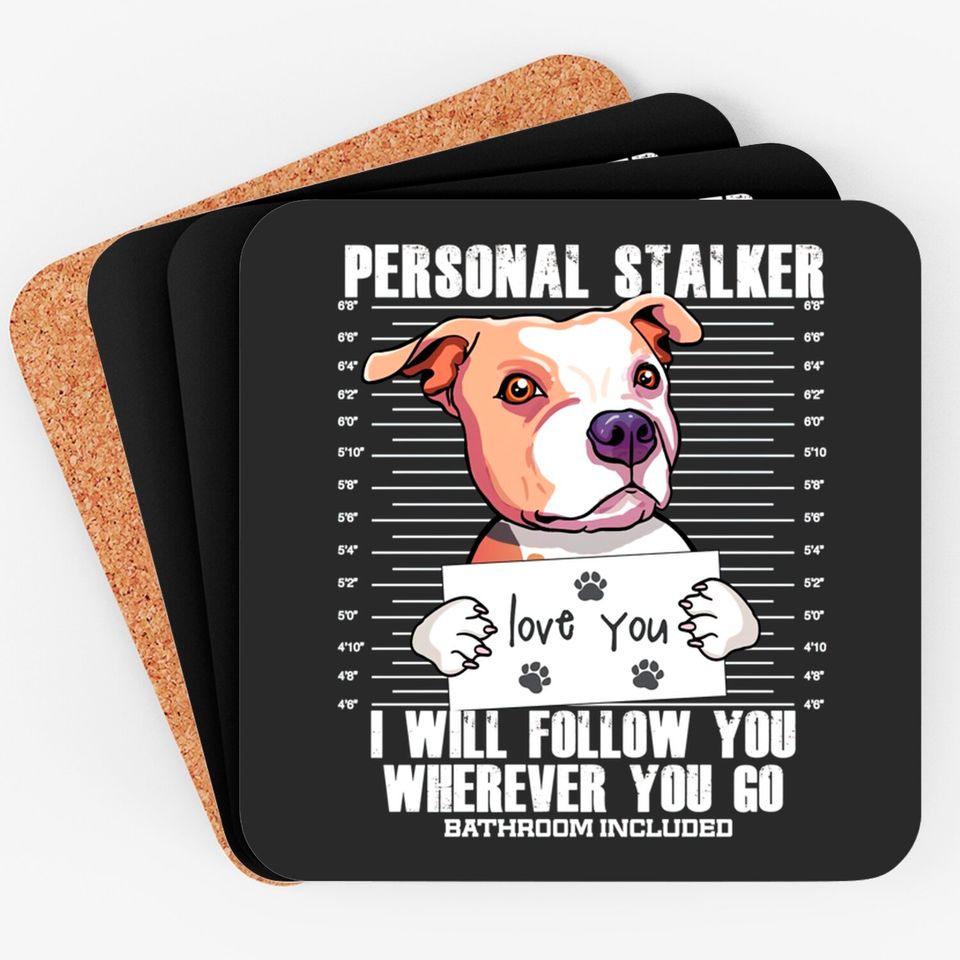 Stalker Pitbull Dog Cartoon - Pitbull - Coasters