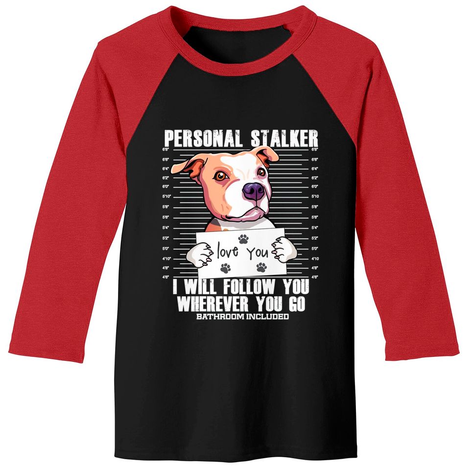 Stalker Pitbull Dog Cartoon - Pitbull - Baseball Tees