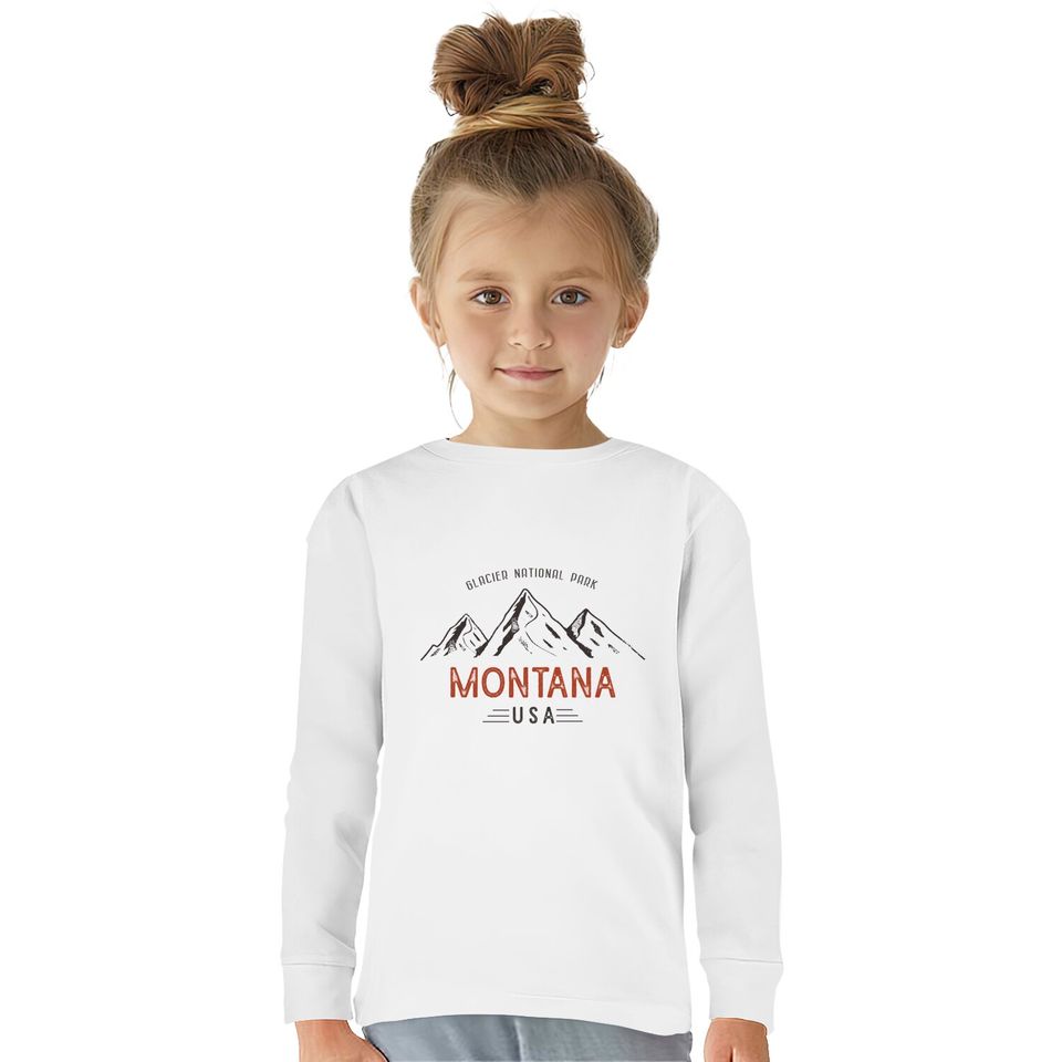 Vintage Glacier National Park - Glacier National Park -  Kids Long Sleeve T-Shirts