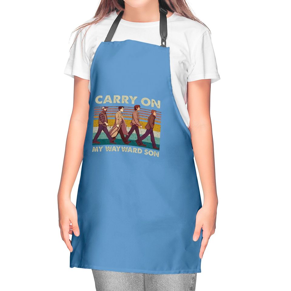 Supernatural Carry On My Wayward Son Abbey Road Vintage Kitchen Aprons