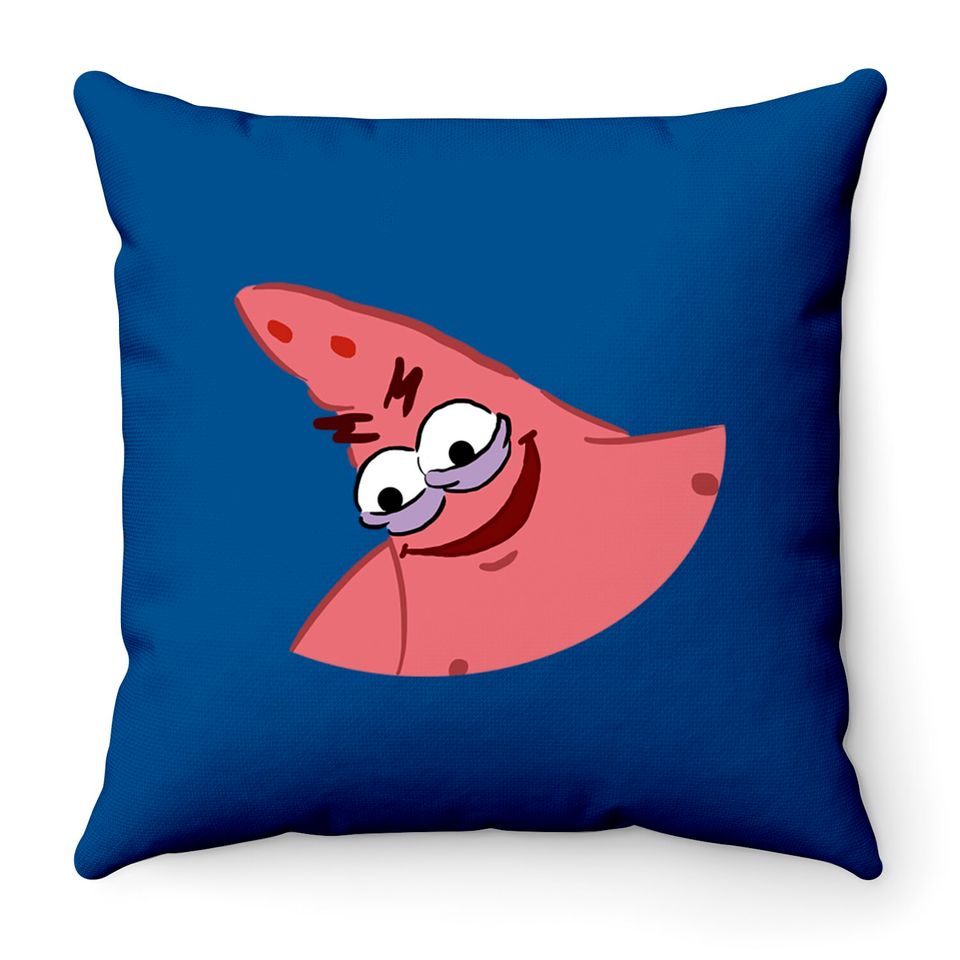 Evil Patrick Meme - Patrick Star - Throw Pillows