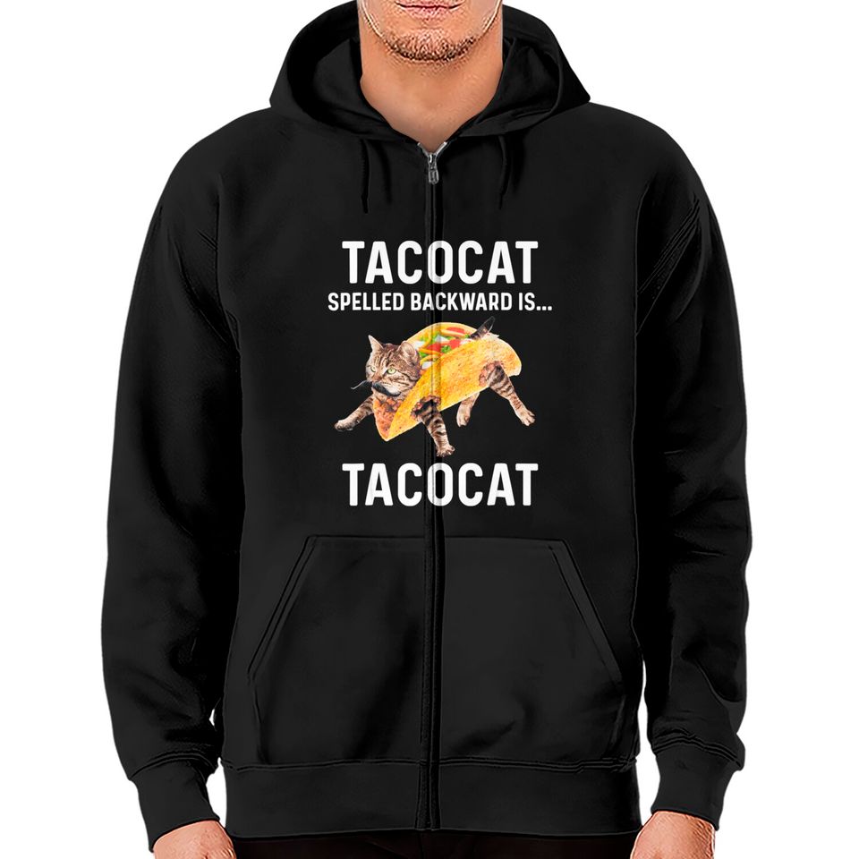 Tacocat Spelled Backward Is Tacocat | Love Cat And Taco Zip Hoodies