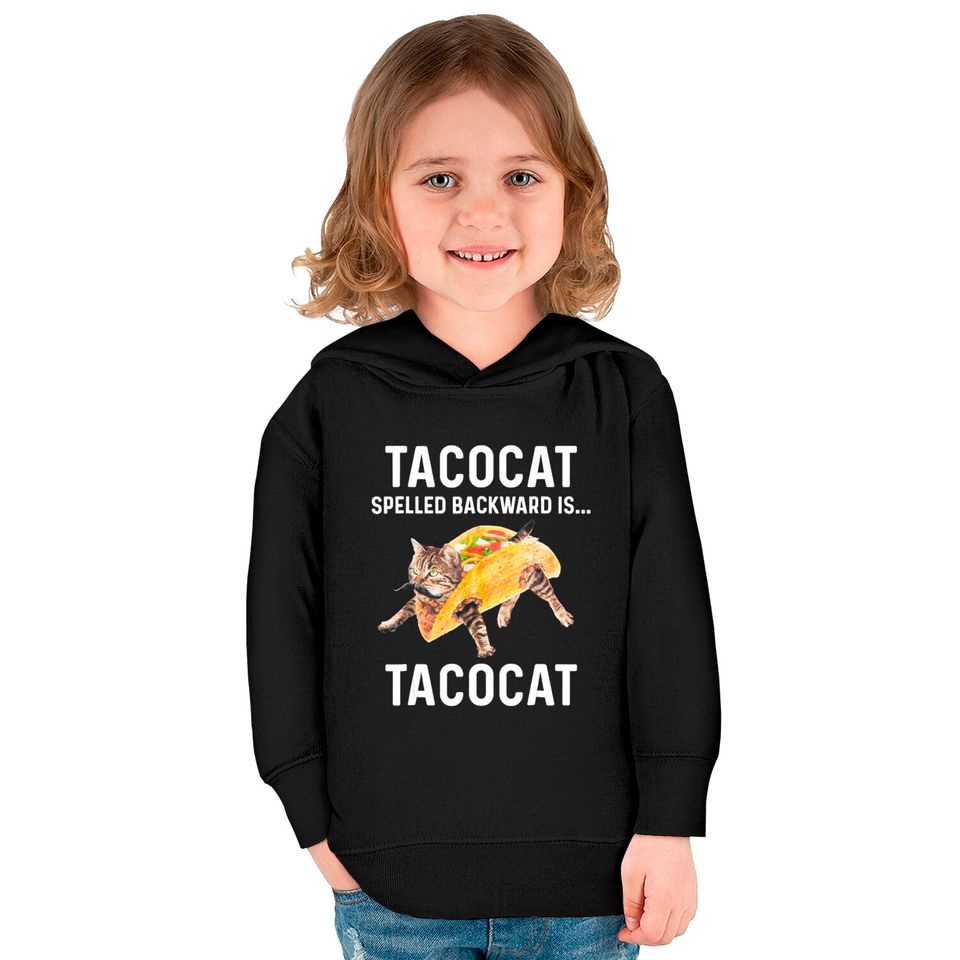 Tacocat Spelled Backward Is Tacocat | Love Cat And Taco Kids Pullover Hoodies