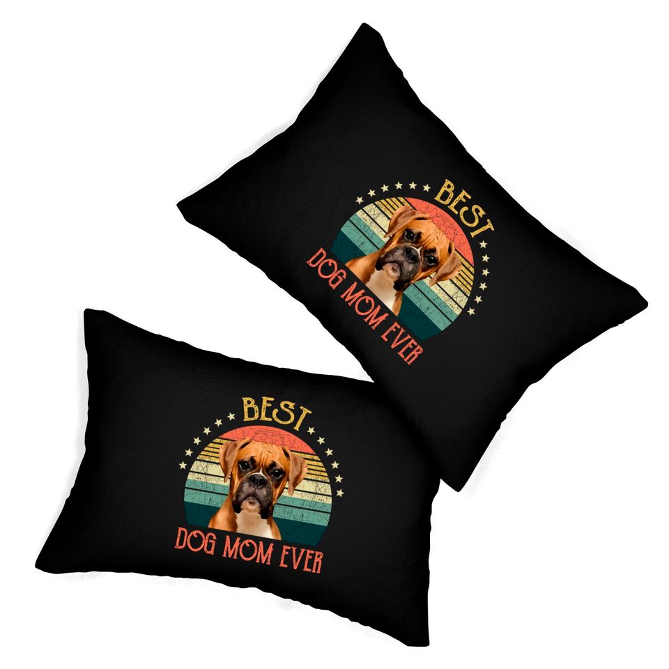 Womens Best Dog Mom Ever Boxer Mothers Day Gift - Quarantine - Lumbar Pillows