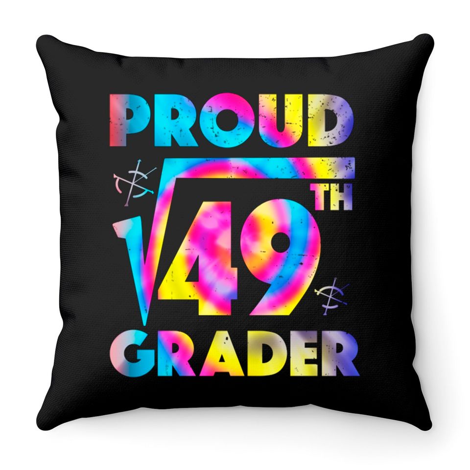 Proud 7th Grade Square Root of 49 Teachers Students - 7th Grade Student - Throw Pillows