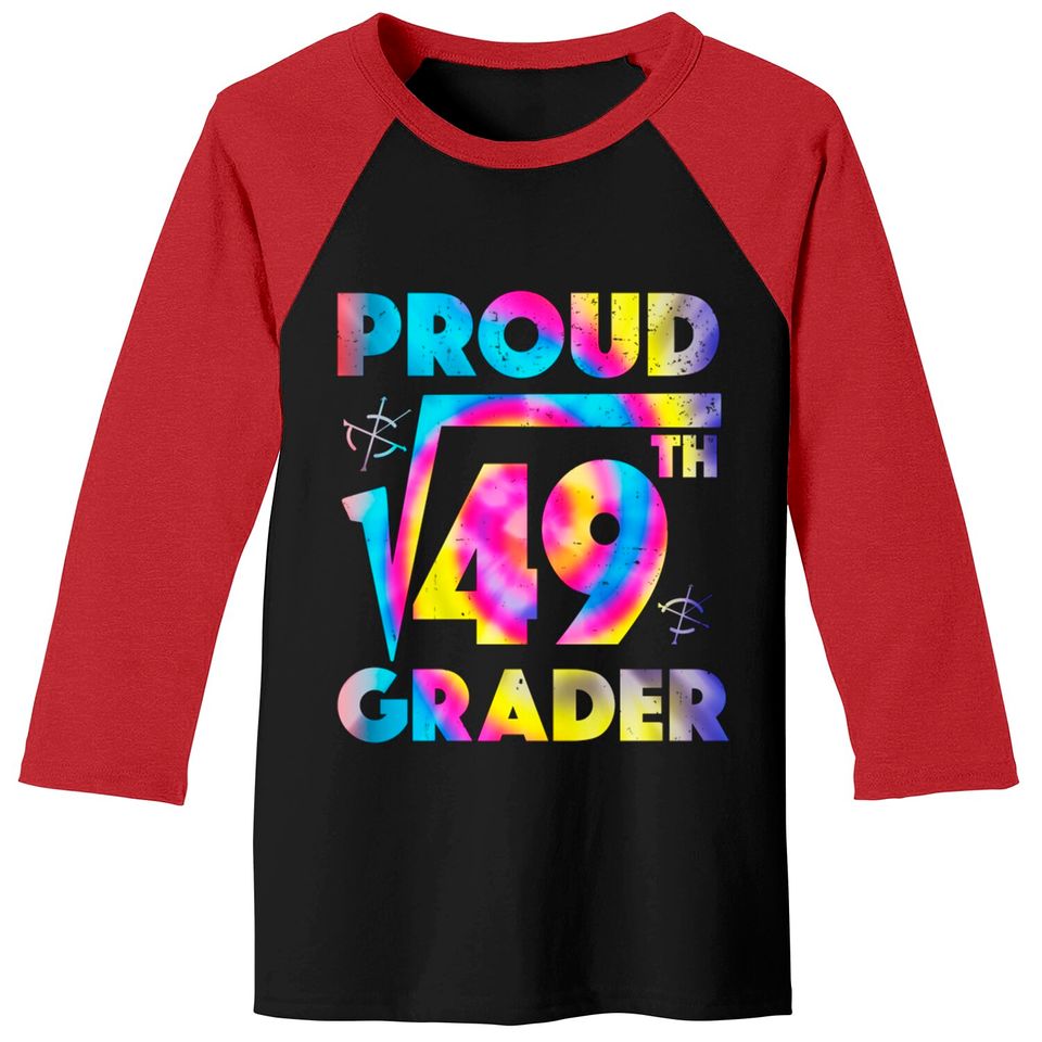 Proud 7th Grade Square Root of 49 Teachers Students - 7th Grade Student - Baseball Tees