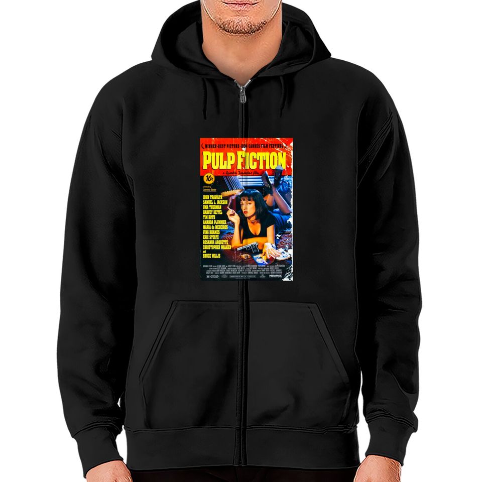Pulp Fiction Zip Hoodies Movie Poster Tarantino 90s Cult Film Cool Gift Tee