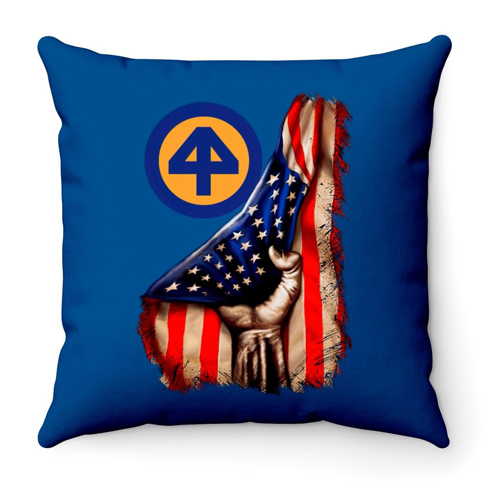 44th Infantry Division American Flag Throw Pillows