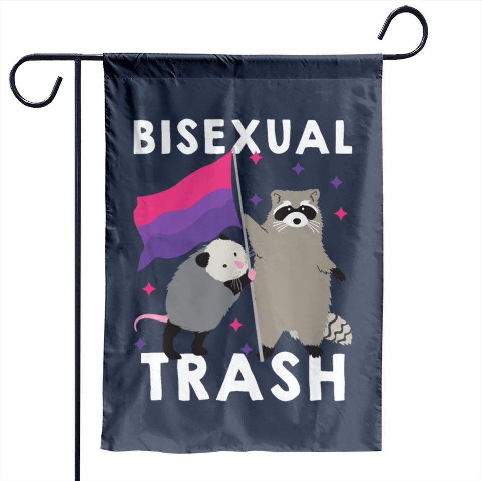 Bisexual Trash Gay Pride Rainbow LGBT Raccoon Garden Flags