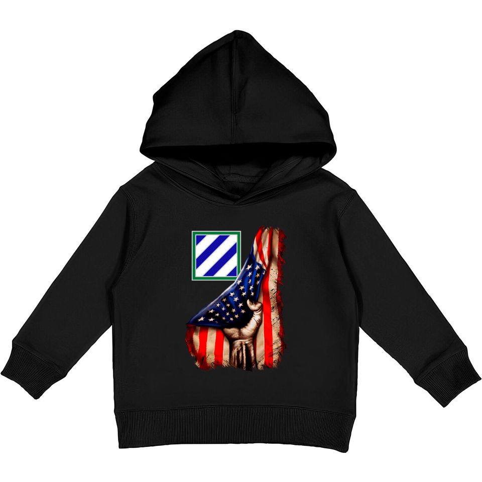 3rd Infantry Division American Flag Kids Pullover Hoodies