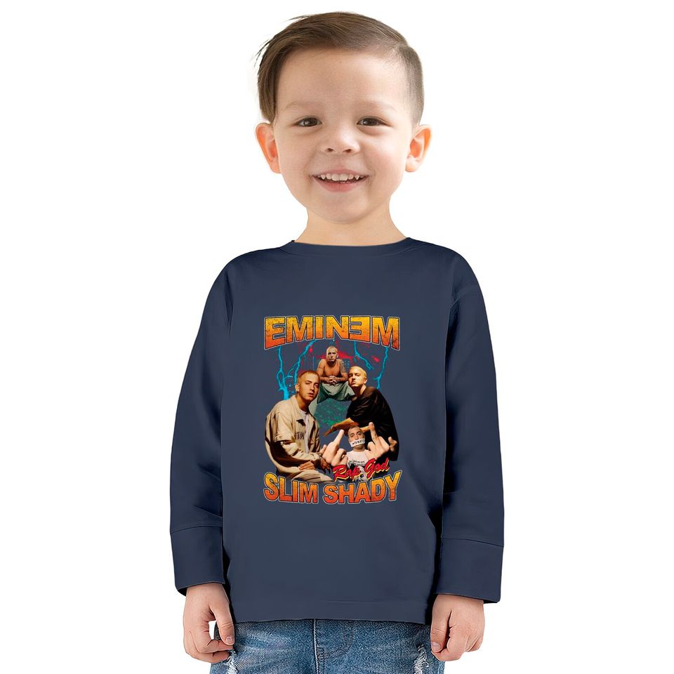 Eminem Retro Vintage Black  Kids Long Sleeve T-Shirts