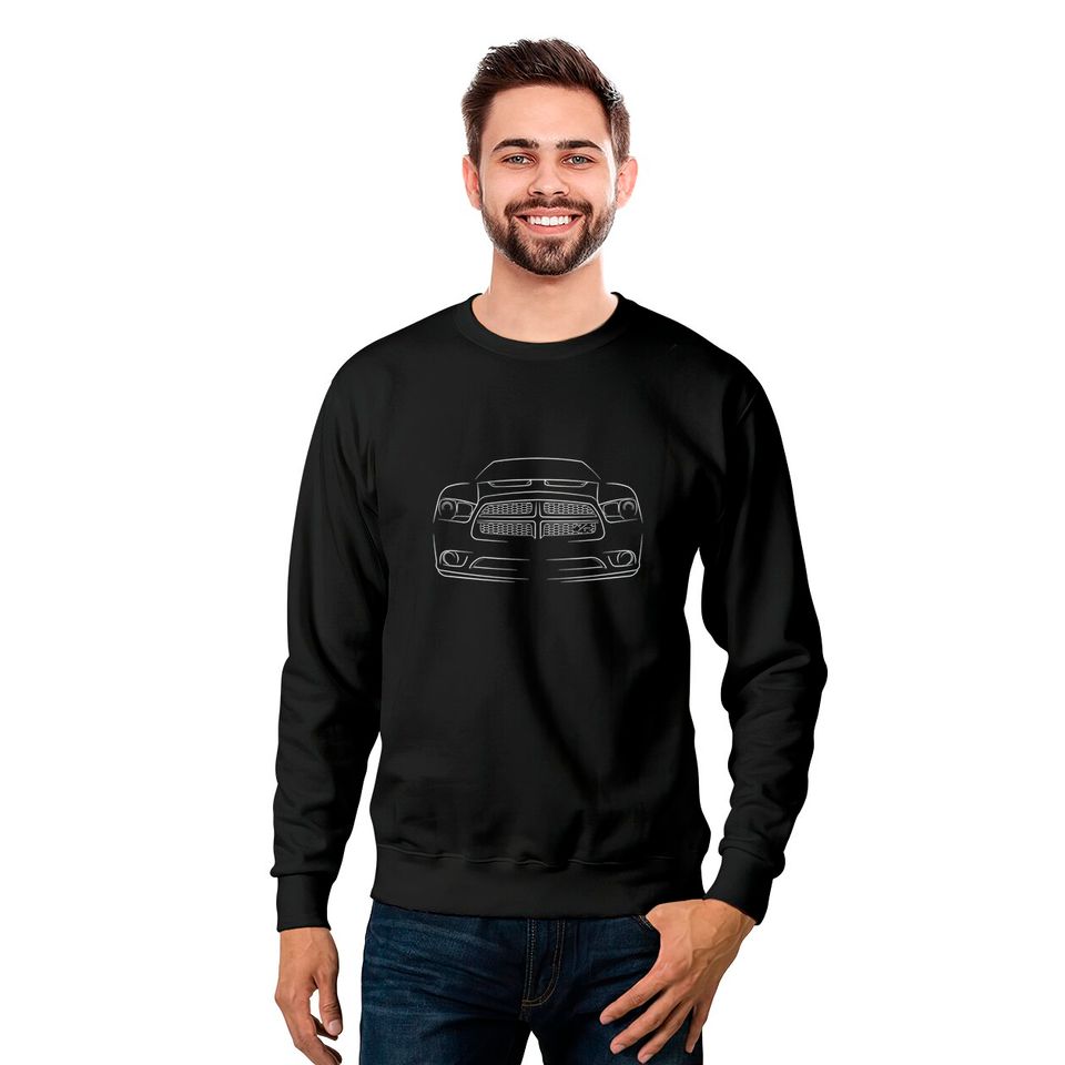 2013 Dodge Charger R/T - front Stencil, white - Charger - Sweatshirts