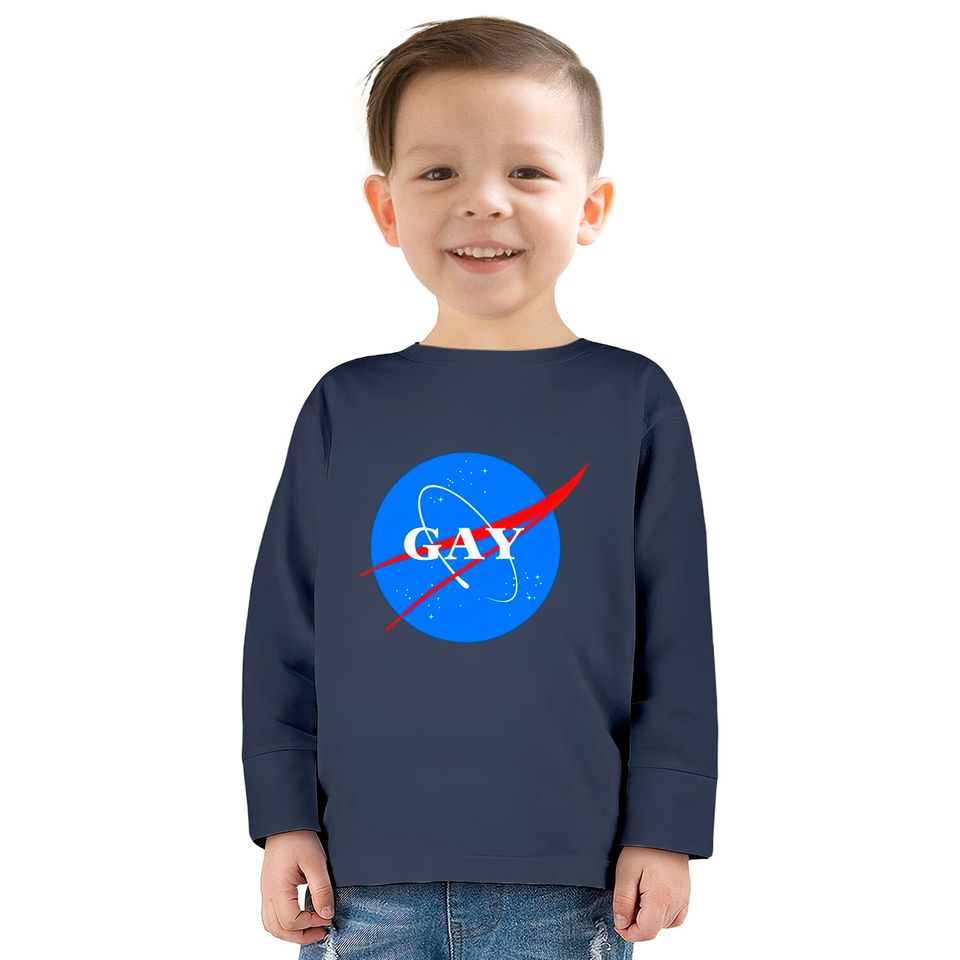 Gay NASA Logo Space Gay Geek Pride - Gay -  Kids Long Sleeve T-Shirts