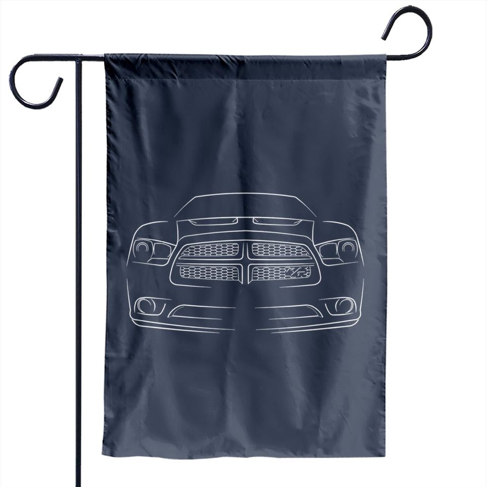 2013 Dodge Charger R/T - front Stencil, white - Charger - Garden Flags