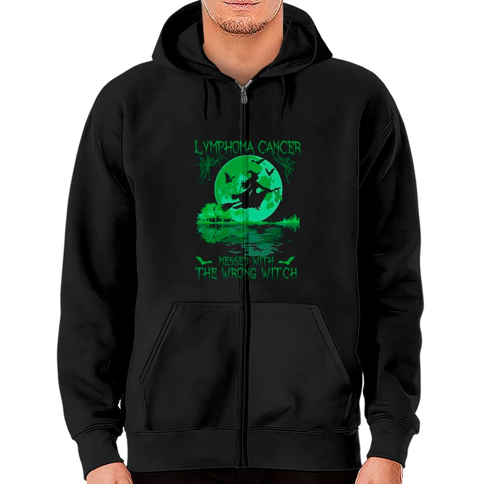 Lymphoma Cancer Messed With The Wrong Witch Lymphoma Awareness - Lymphoma Cancer - Zip Hoodies