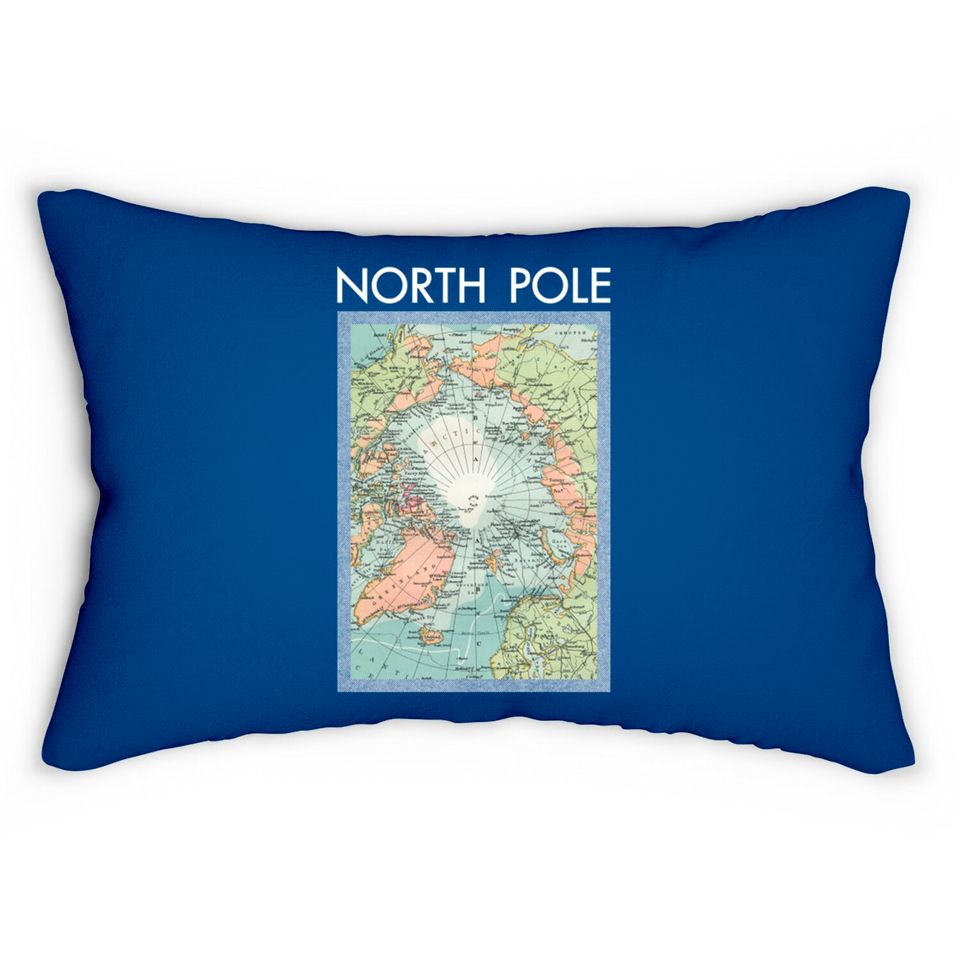 North Pole Vintage Map - North Pole - Lumbar Pillows
