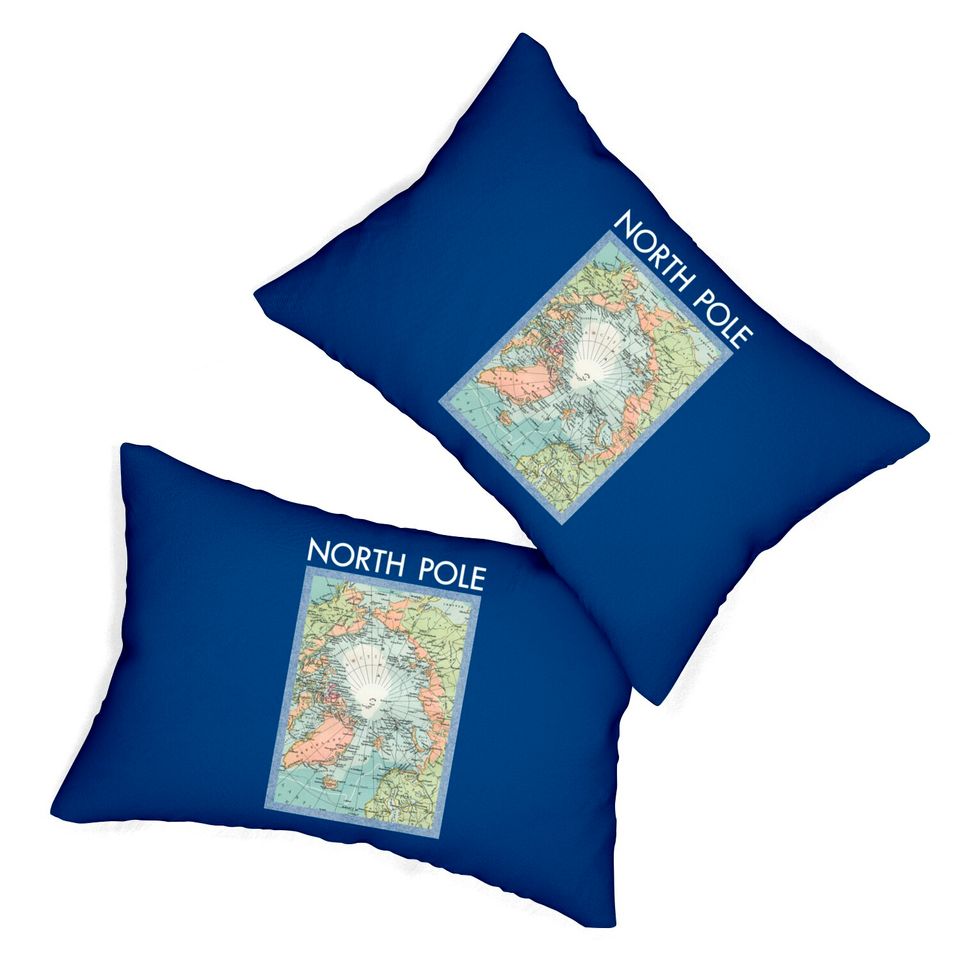 North Pole Vintage Map - North Pole - Lumbar Pillows
