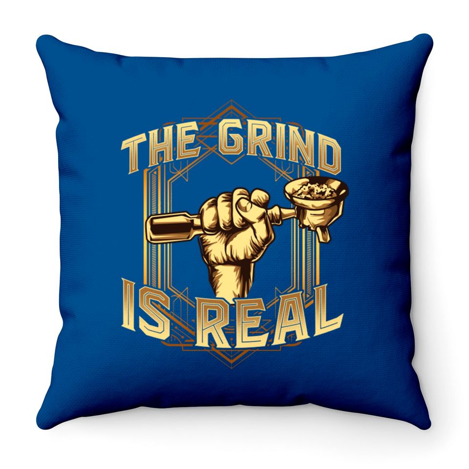 The Grind is Real Funny Baristar Coffee Bar Gift Coffeemaker - Barista - Throw Pillows