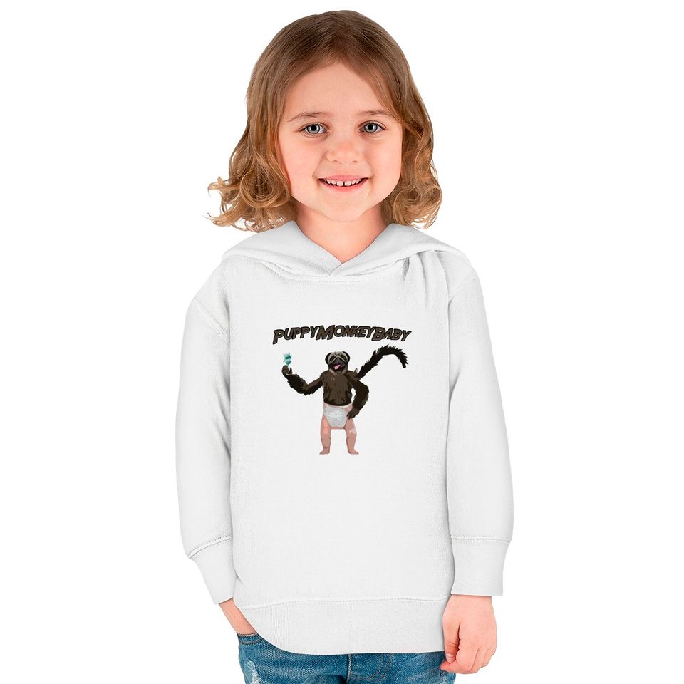 PuppyMonkeyBaby Puppy Monkey Baby Funny Commercial - Mountain Dew - Kids Pullover Hoodies