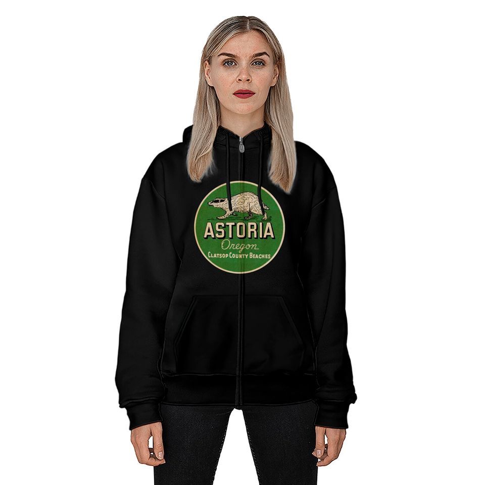 Vintage Astoria Oregon - Astoria Oregon - Zip Hoodies