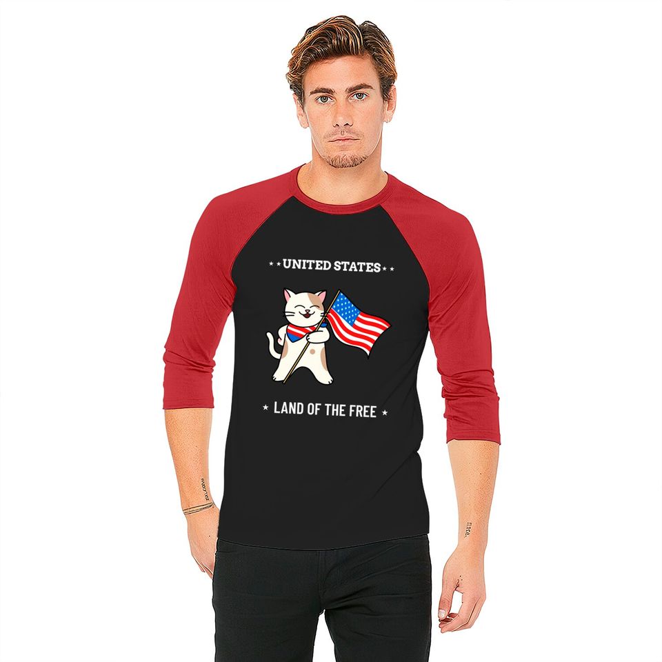 4th of July Cat - 4th Of July Cat - Baseball Tees
