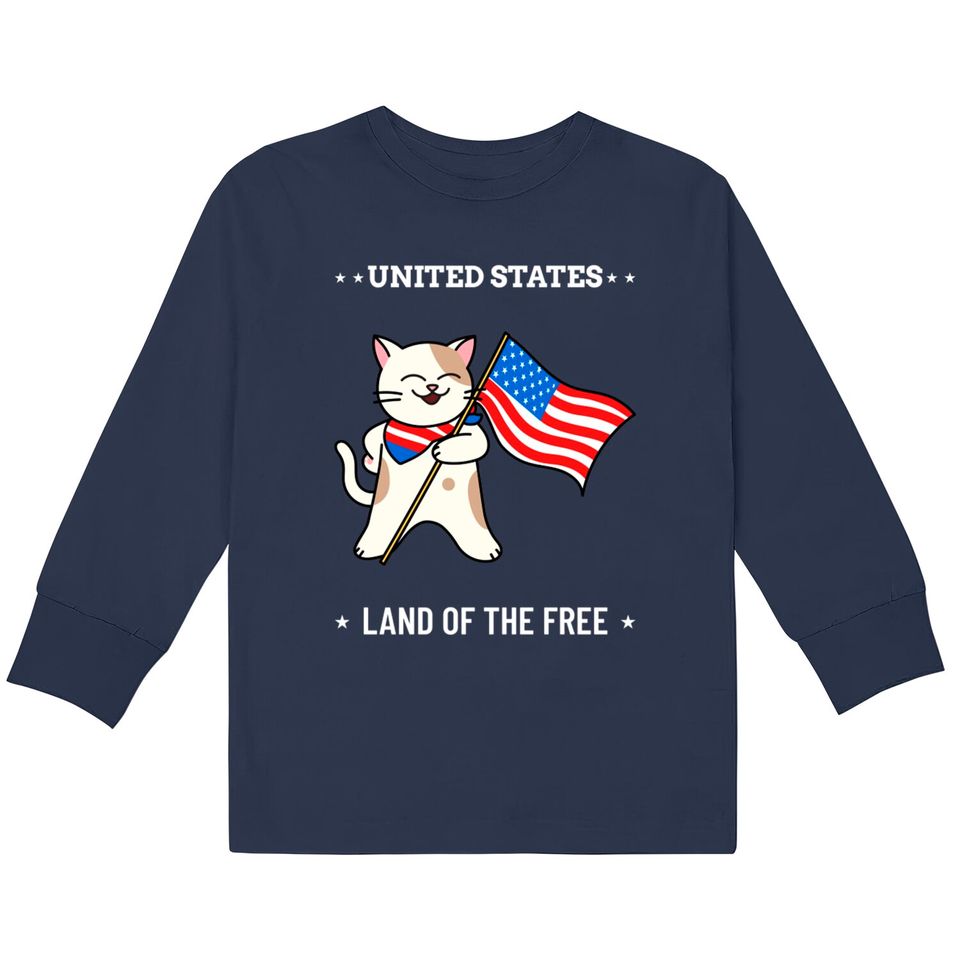 4th of July Cat - 4th Of July Cat -  Kids Long Sleeve T-Shirts