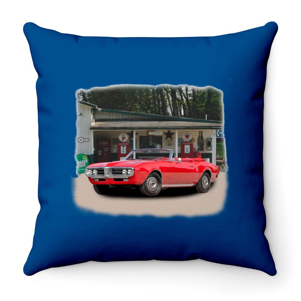 1968 Pontiac Firebird in our filling station series - Firebird - Throw Pillows