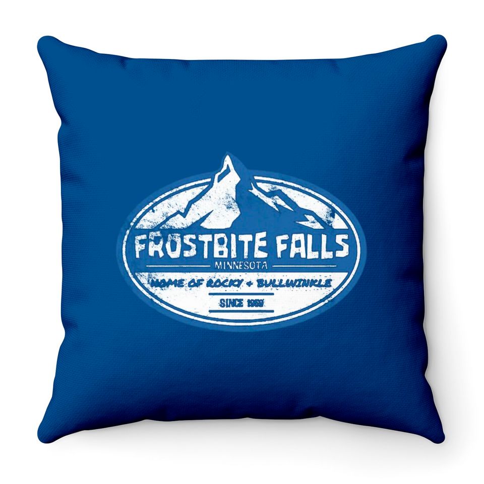 Frostbite Falls, distressed - Rocky And Bullwinkle - Throw Pillows