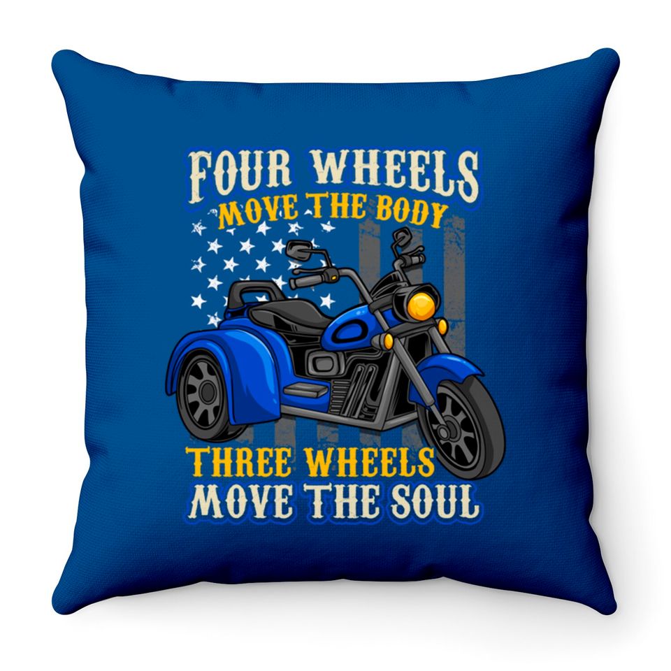 Trike Three Wheels Motorcycle Biker - Trike - Throw Pillows