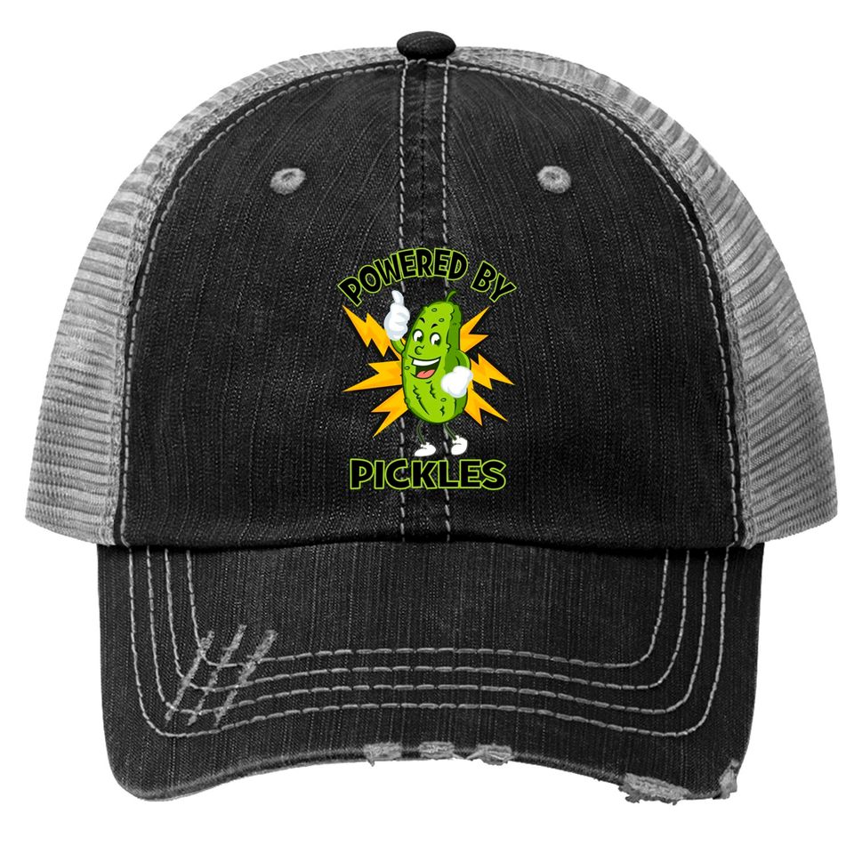 Funny Powered By Pickles Great Pickle Lover Gift Idea - Pickle - Trucker Hats