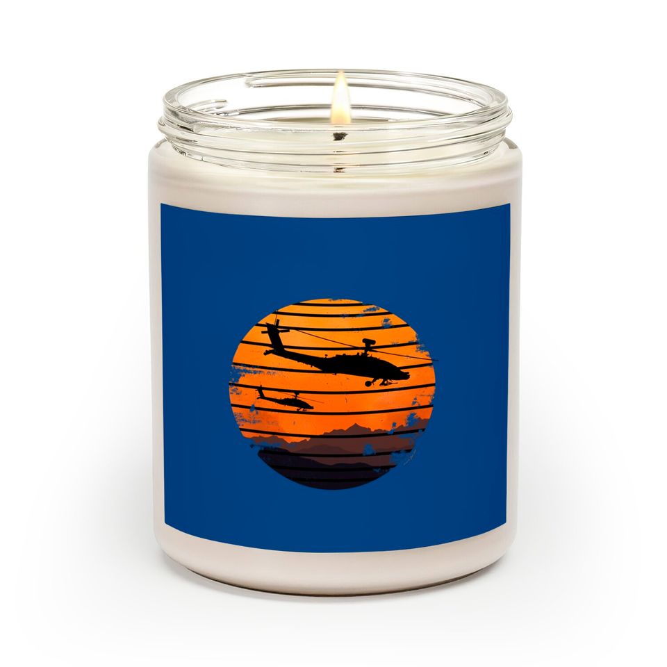 Desert Sunrise AH-64 Apache Attack Helicopter Vintage Retro Design - Ah 64 Apache Helicopter - Scented Candles