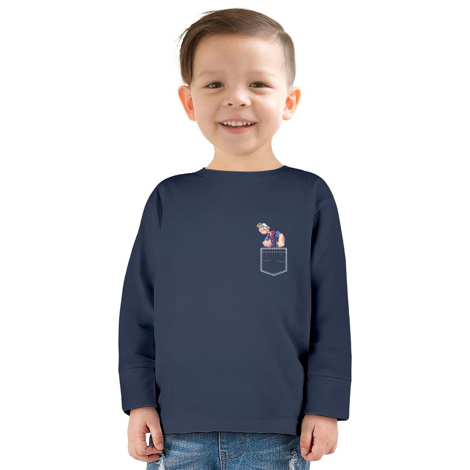 Popeye on my Pocket - Popeye -  Kids Long Sleeve T-Shirts