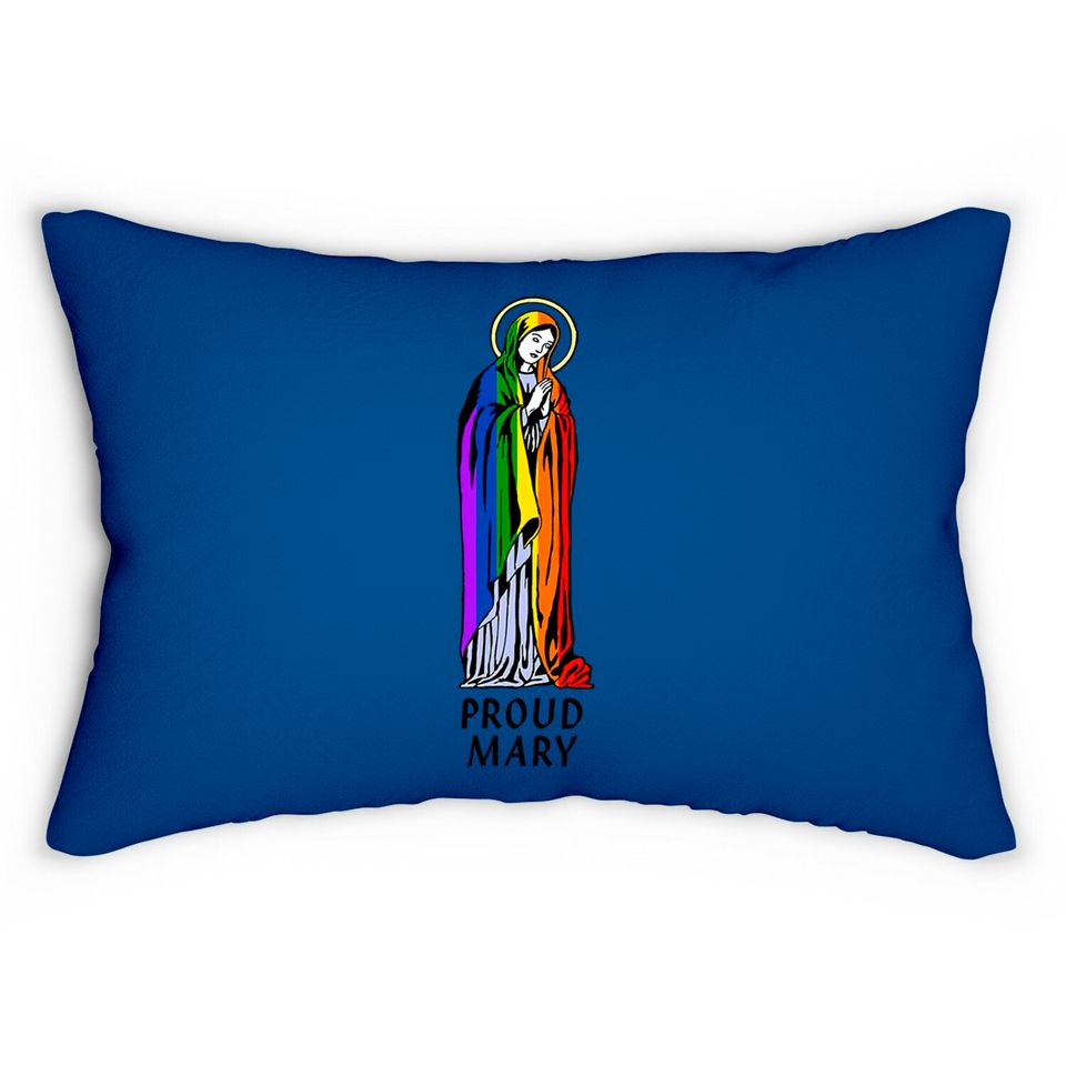 Mother Mary Lumbar Pillow, Mother Mary Gift, Christian Lumbar Pillow, Christian Gift, Proud Mary Rainbow Flag Lgbt Gay Pride Support Lgbtq Parade Lumbar Pillows