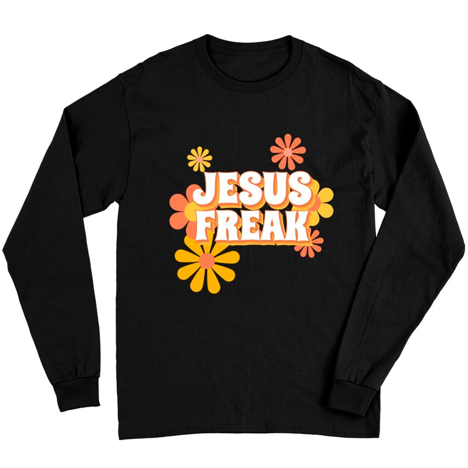 Retro Jesus freak hippie flowers-vintage Jesus Long Sleeves