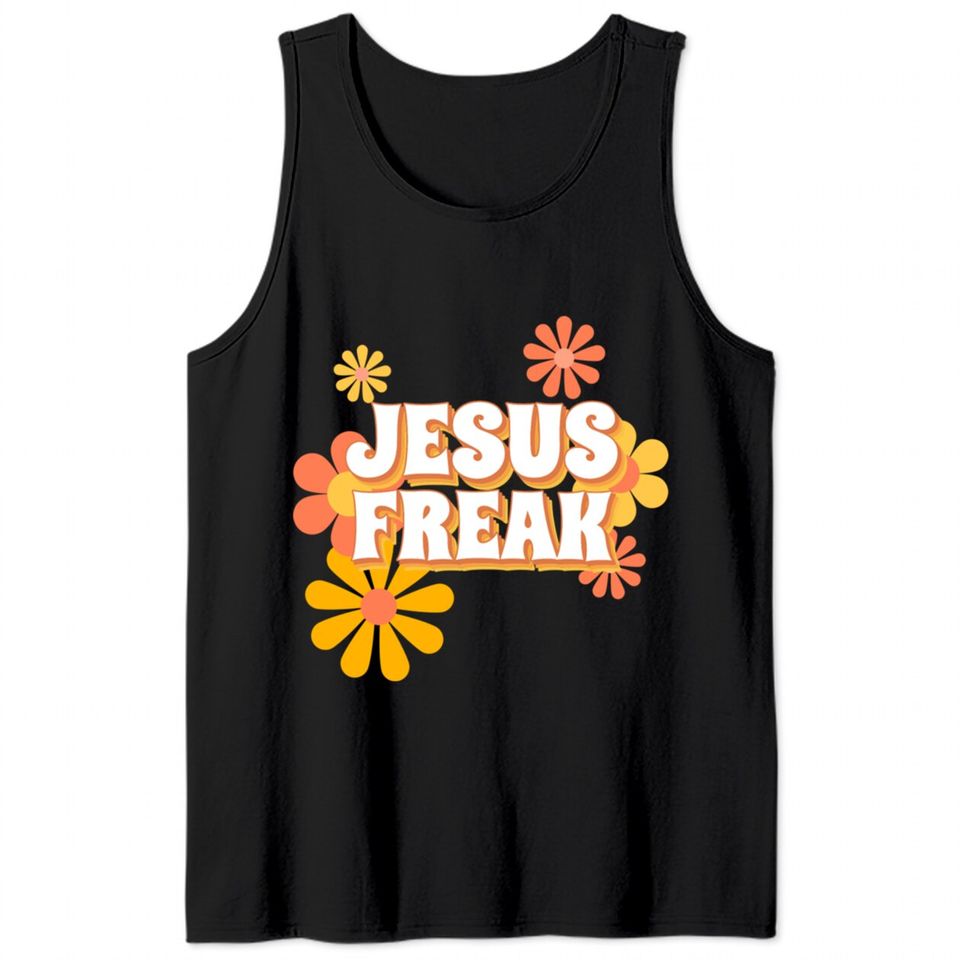 Retro Jesus freak hippie flowers-vintage Jesus Tank Tops