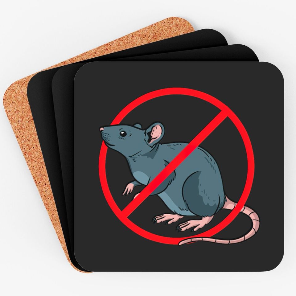 Pest Control Exterminator No Rat Sign Coasters