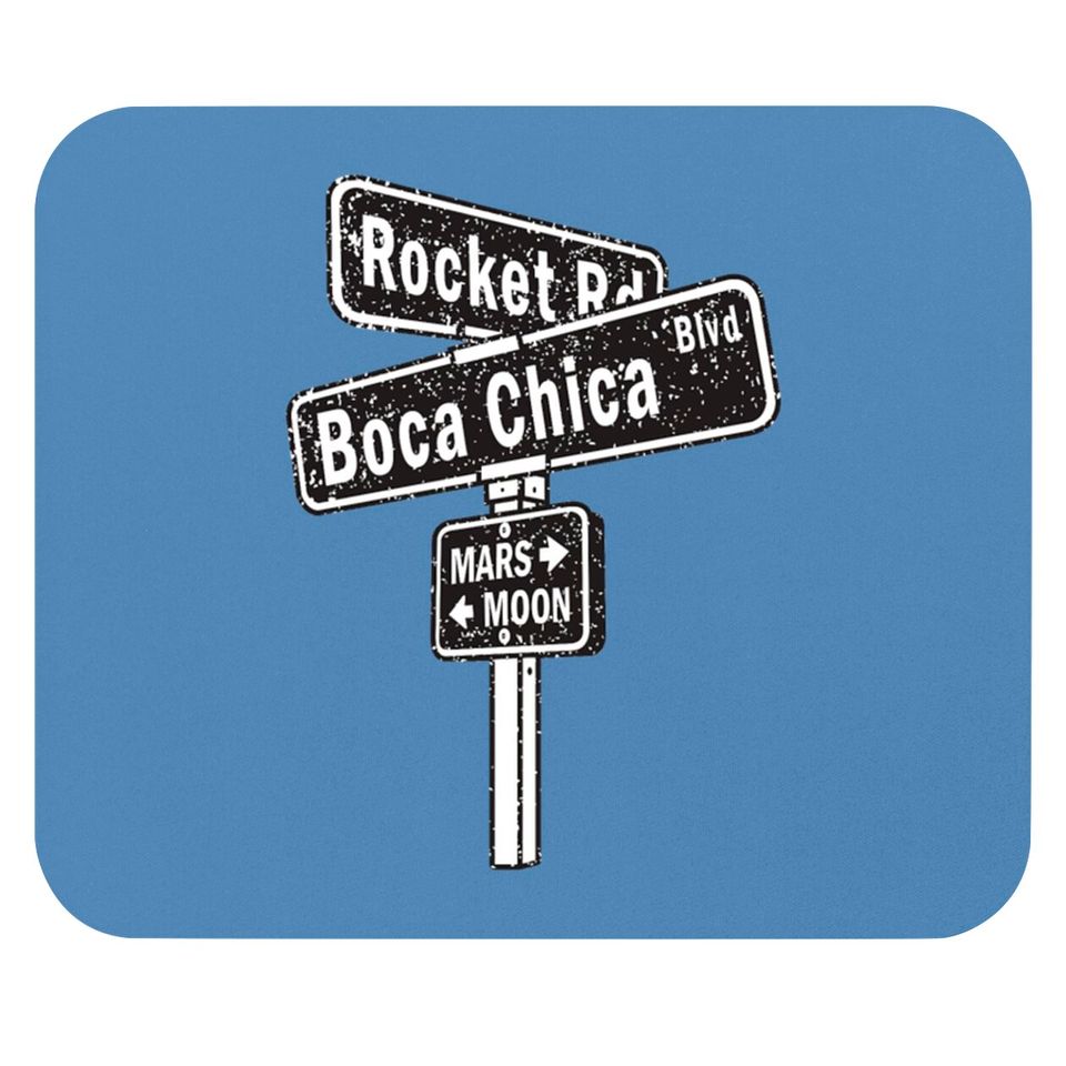 SpaceX Boca Chica Road Sign distressed design Mouse Pads