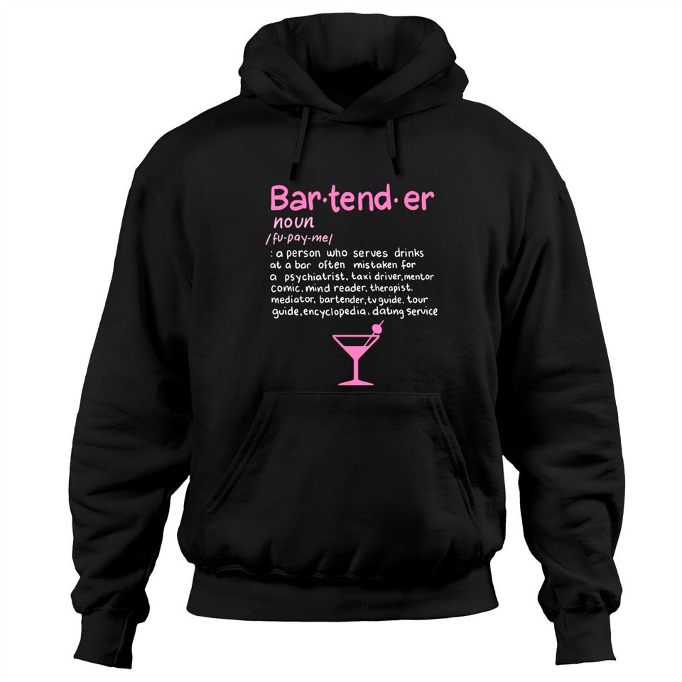 Bartender Noun Definition T Shirt Funny Cocktail B Hoodies