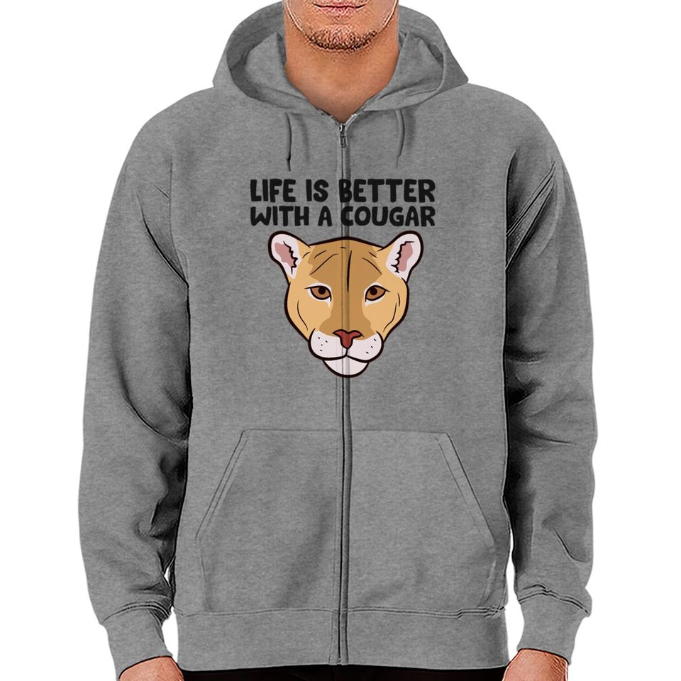 Funny Cougars Lover Life Is Better With Cougar Zip Hoodies