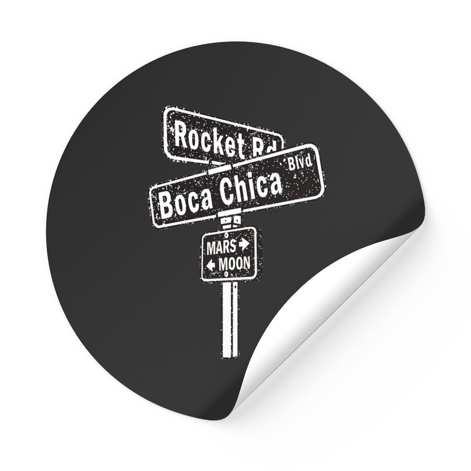 SpaceX Boca Chica Road Sign distressed design Stickers