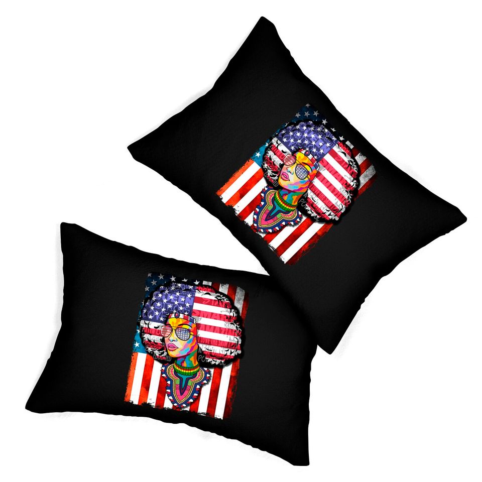 Afro Women Flag - Black History Lumbar Pillow Lumbar Pillows