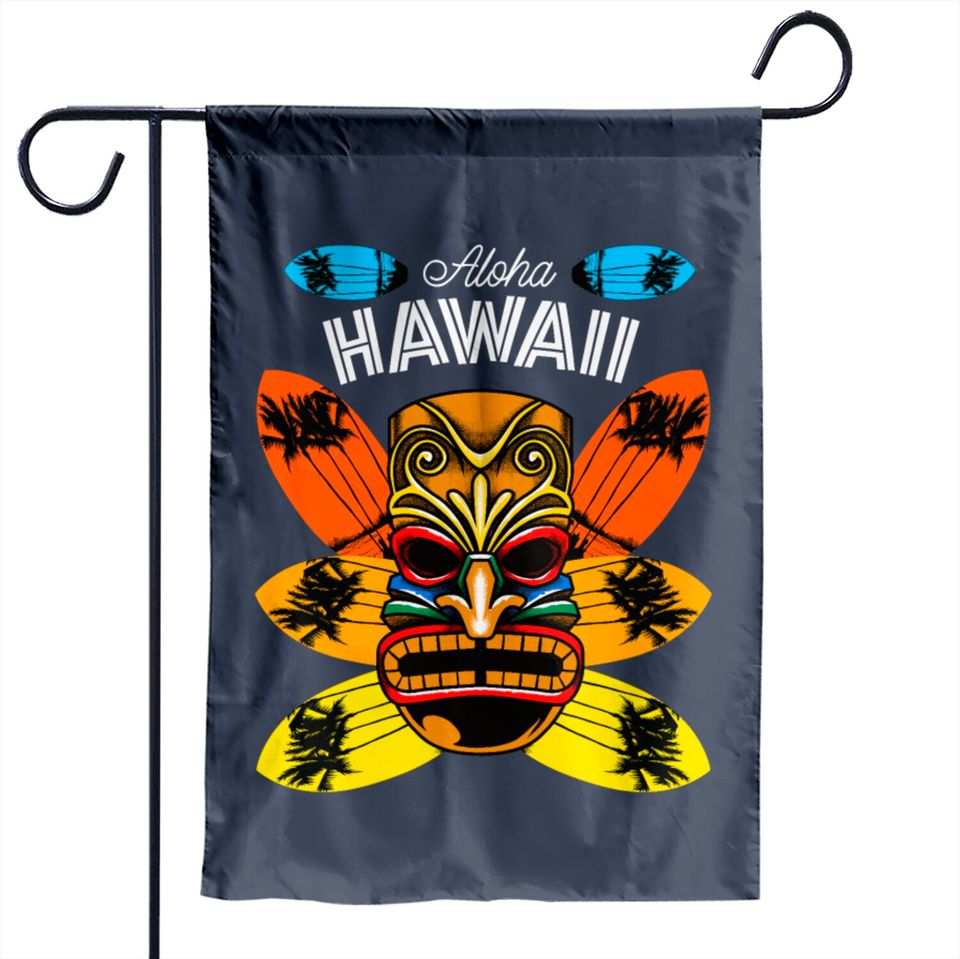 Aloha - Hawaii Tiki And Surfboards Garden Flags Luau