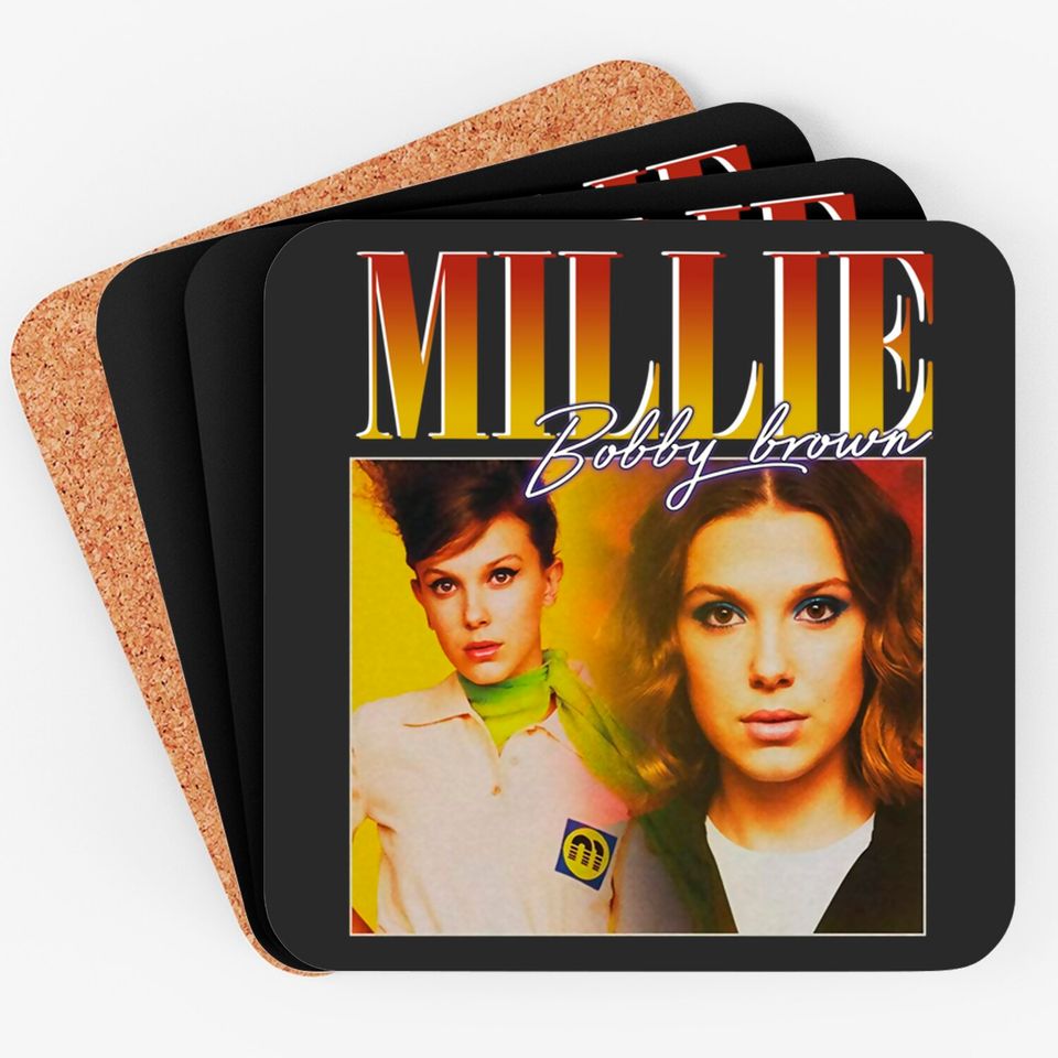 Millie Bobby Brown Coasters Vintage design, Millie Bobby Brown Retro Unisex Coaster