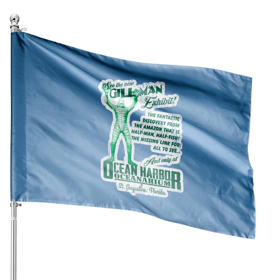 Ocean Harbor Oceanarium, distressed - The Creature From The Black Lagoon - House Flags