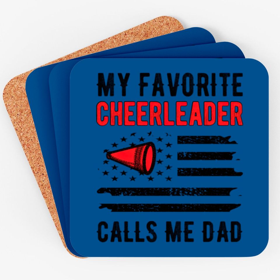 Cheer Dad Cheerleader Father Cheerleading Dad Gift Coasters