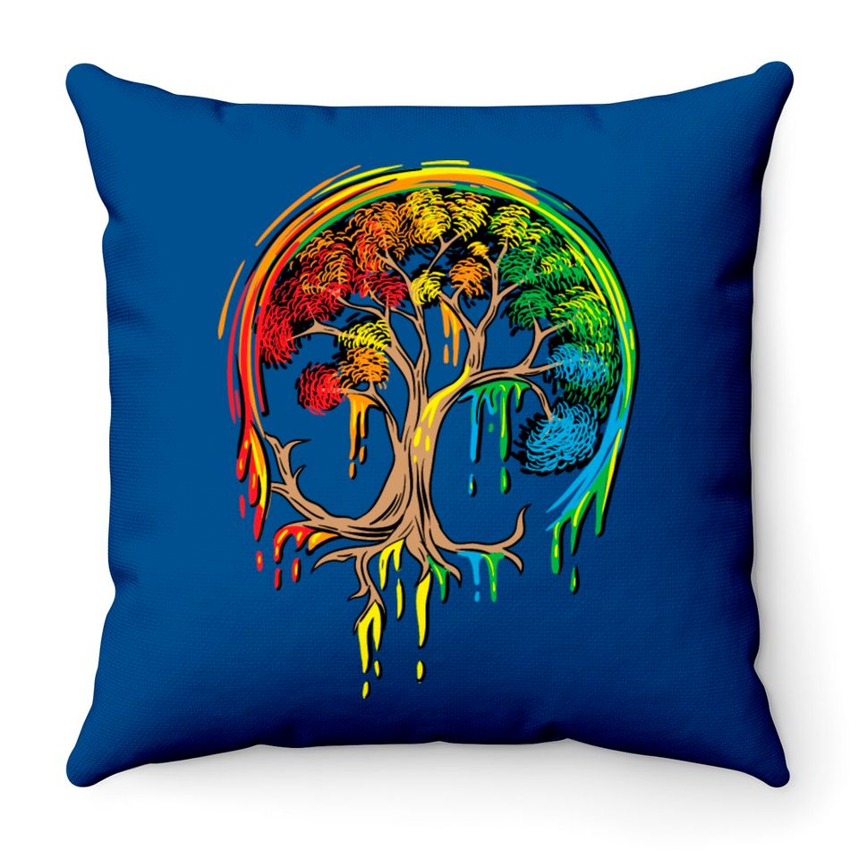 Colorful Tree Life is really good Tree Art Throw Pillows