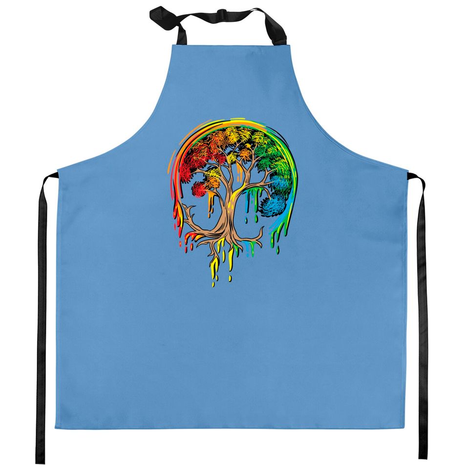 Colorful Tree Life is really good Tree Art Kitchen Aprons