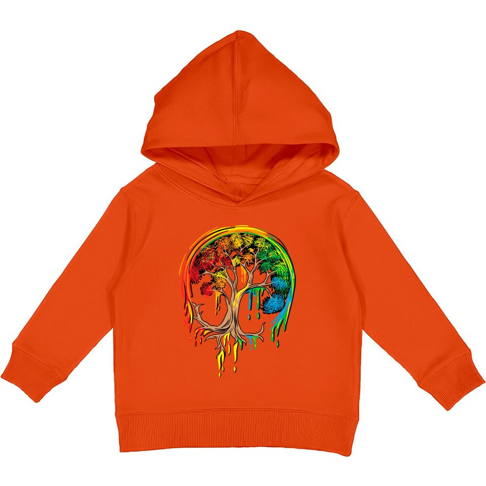 Colorful Tree Life is really good Tree Art Kids Pullover Hoodies