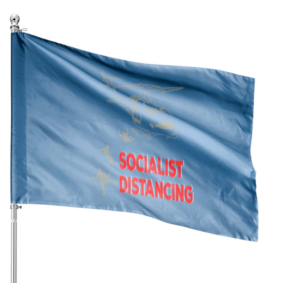 Funny Pilot Socialist Distancing Helicopter Gifts House Flags